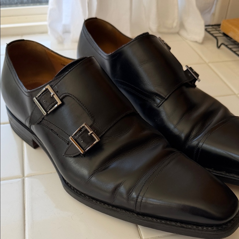 Men's Black Double Monk Strap Dress Oxfords